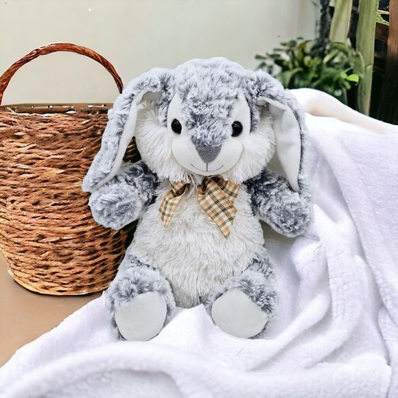 Homerbest Bunny Rabbit Plush Easter Grey White  Sitting Stuffed Animal Toy 10” - Picture 1 of 8